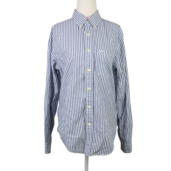 Abercrombie & Fitch blue and white stripe button-down shirt Mens S - Picture 1 of 7